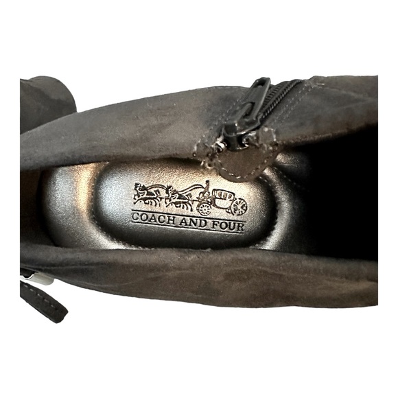 Coach and Four Faux Suede Ankle Booties Cuffed Bow Charcoal Gray Women’s Size 10 - Picture 5 of 7